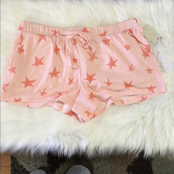 SO 1X pink with coral stars pajama shorts with pockets - Picture 6 of 11
